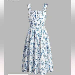 Chic Blue Floral Midi Dress